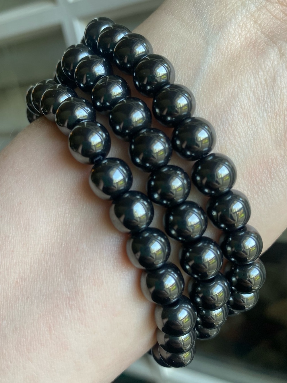 🖤 Hematite 8mm Stretch Bracelet – Grounding • Protection • Balance - Picture 3 of 5